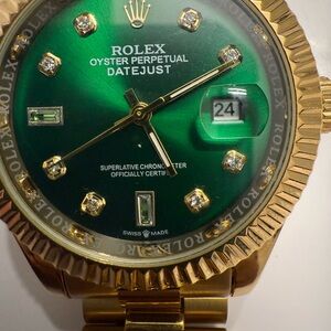 Datejust Green and Gold Watch